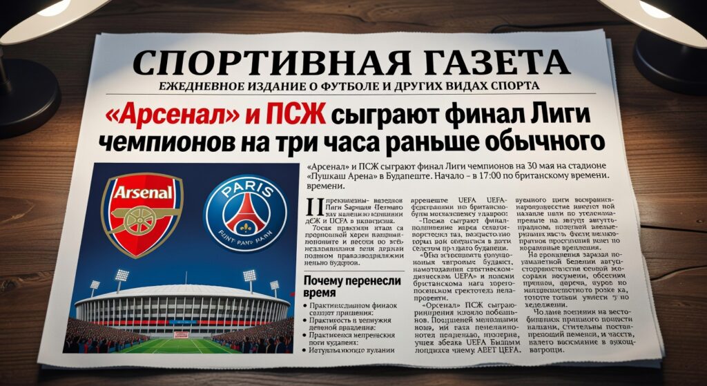 «Арсенал» и ПСЖ сыграют финал Лиги чемпионов на три часа раньше обычного