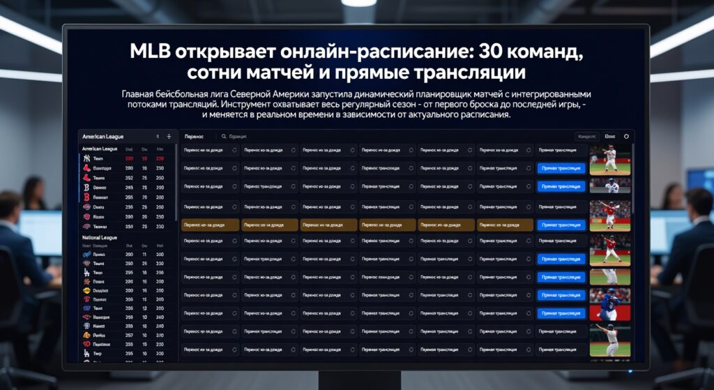 MLB открывает онлайн-расписание: 30 команд, сотни матчей и прямые трансляции