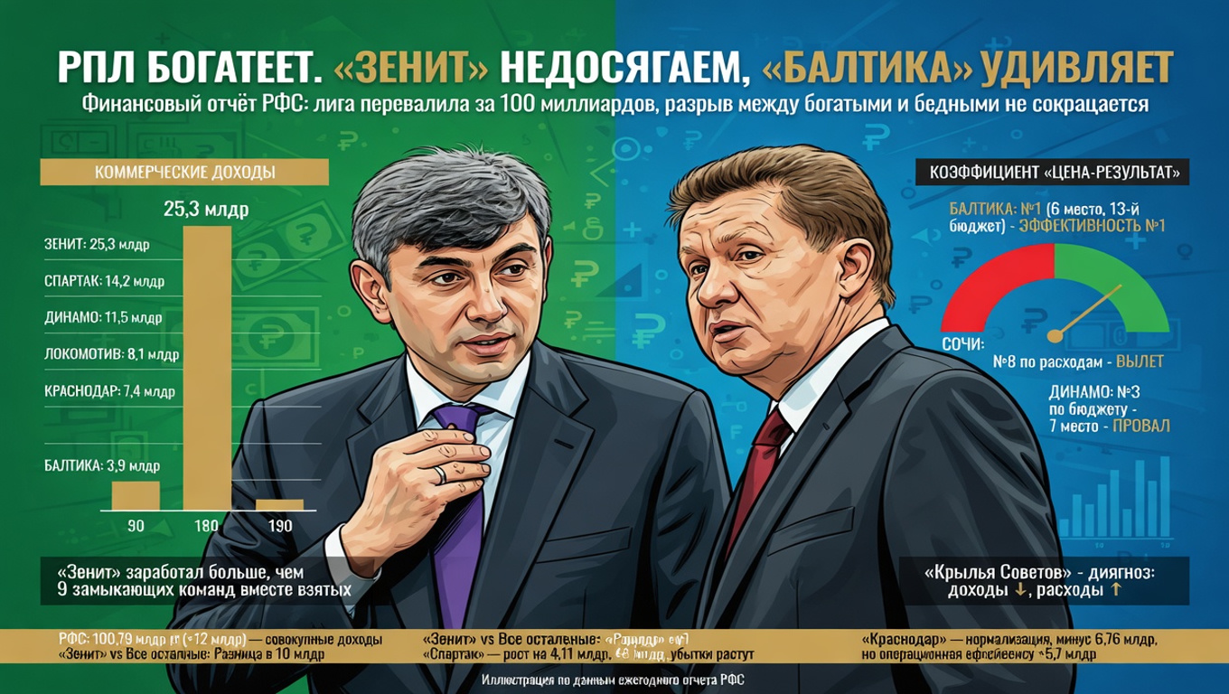 РПЛ богатеет. «Зенит» недосягаем, «Балтика» удивляет