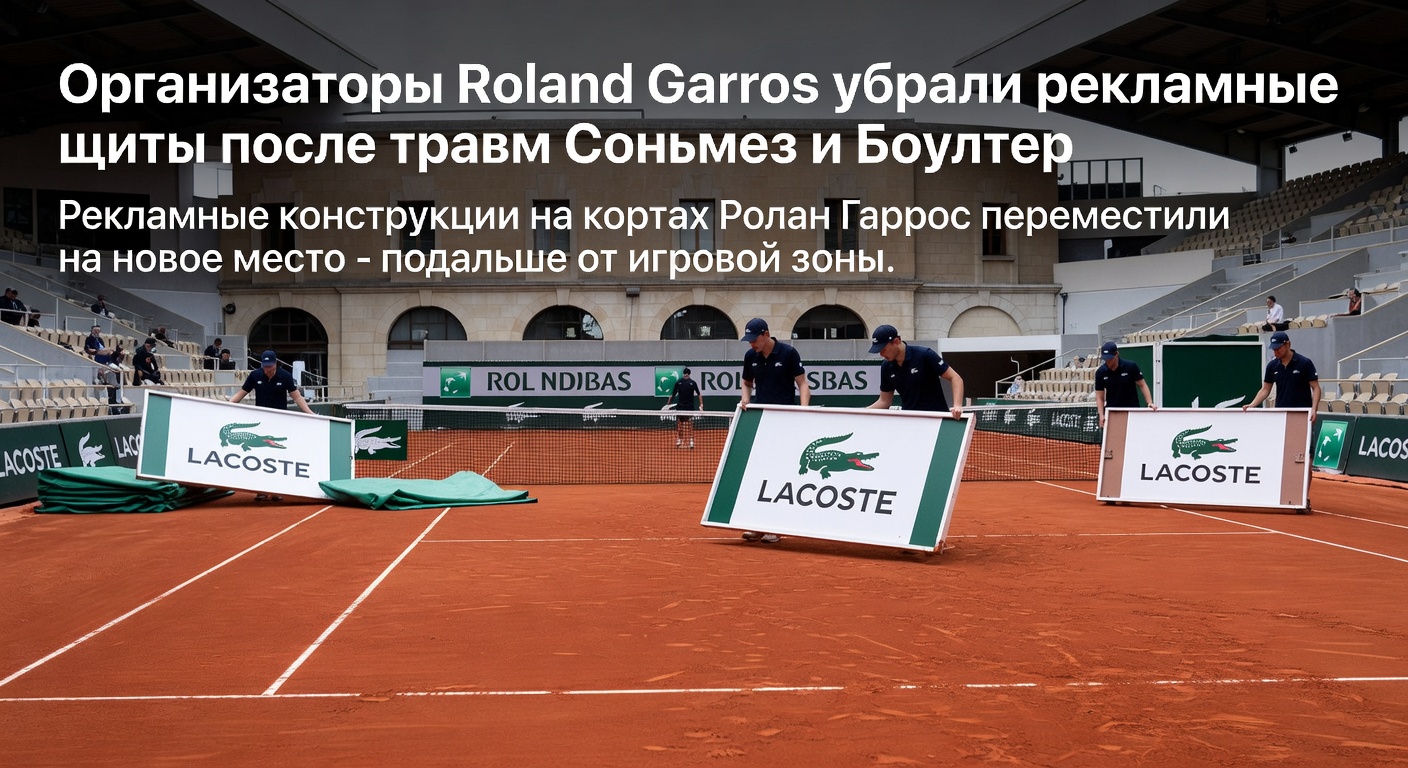Организаторы Roland Garros убрали рекламные щиты после травм Соньмез и Боултер