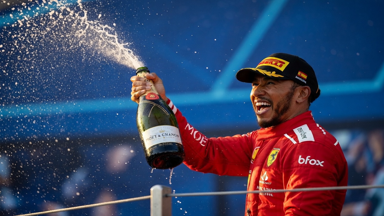 Хэмилтон выиграл 31-ю гонку за Ferrari – первую с алым флагом