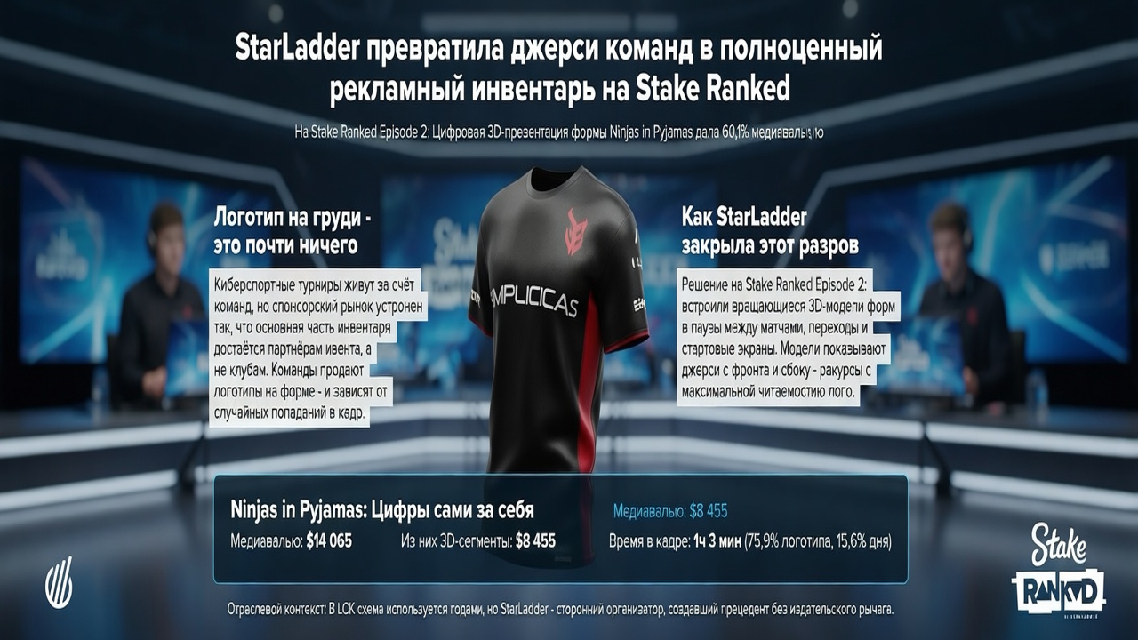StarLadder превратила джерси команд в полноценный рекламный инвентарь на Stake Ranked