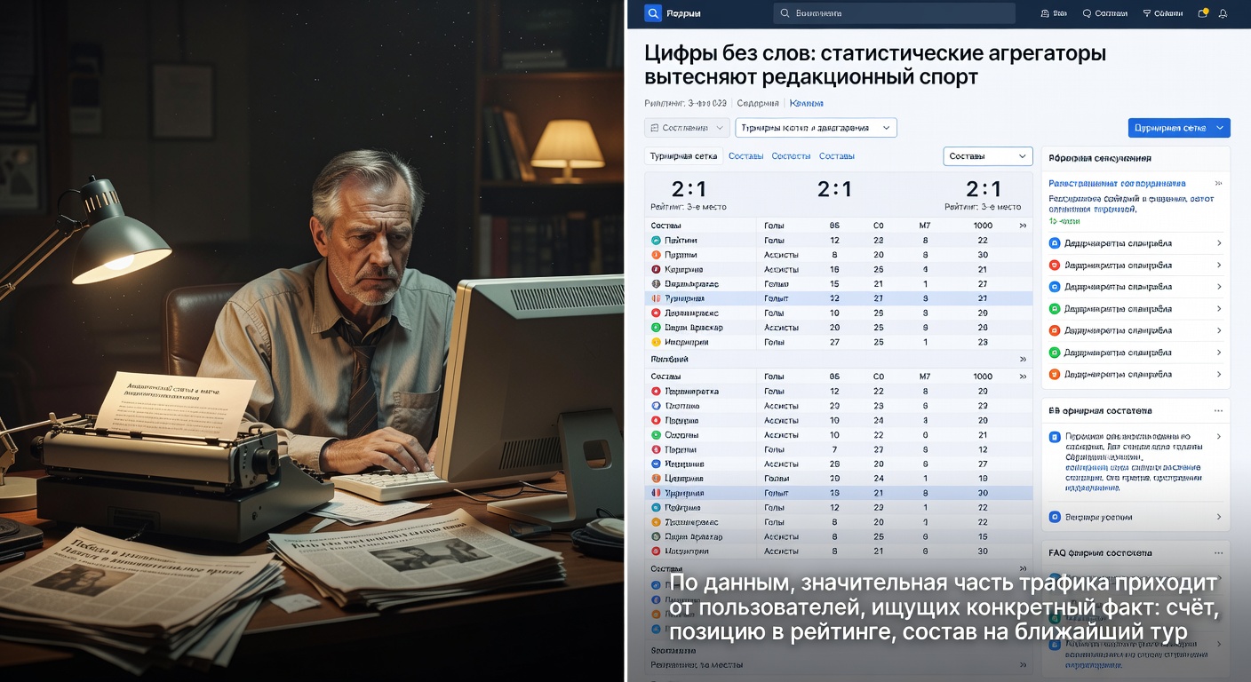 Цифры без слов: статистические агрегаторы вытесняют редакционный спорт