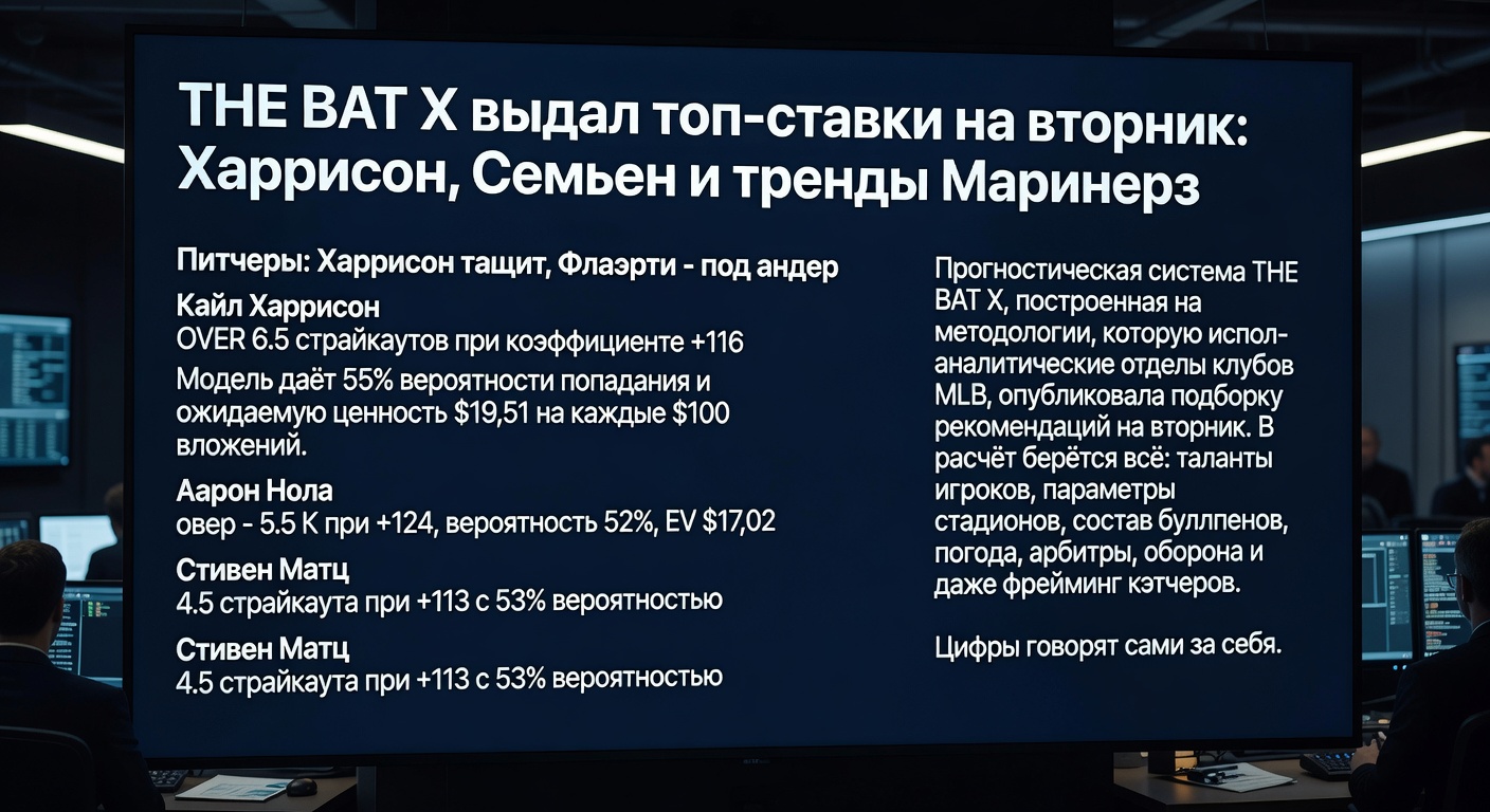 THE BAT X выдал топ-ставки на вторник: Харрисон, Семьен и тренды Маринерс