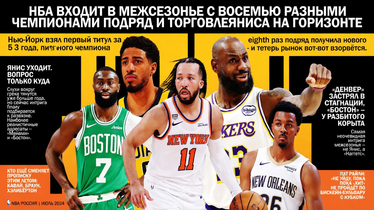 НБА входит в межсезонье с восемью разными чемпионами подряд и торговлей Яниса на горизонте