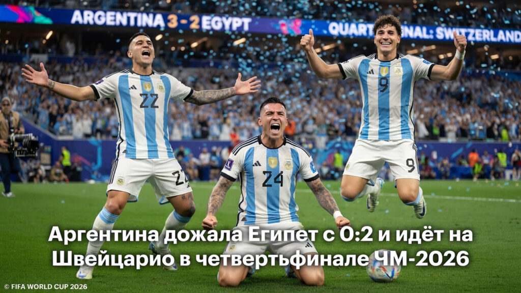 Аргентина дожала Египет с 0:2 и идёт на Швейцарию в четвертьфинале ЧМ-2026