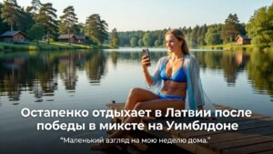 Остапенко отдыхает в Латвии после победы в миксте на Уимблдоне